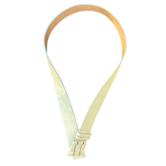 Tanner Italy Genuine Leather Aqua Blue Double Prong Belt Size M main image 5